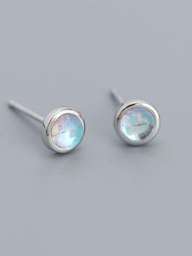 Moonstone 925 Sterling Silver Turquoise Geometric Minimalist Stud Earring