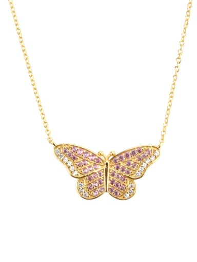 18k gold 925 Sterling Silver Cubic Zirconia Butterfly Dainty Necklace