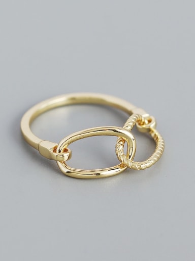 gold 925 Sterling Silver Hollow Geometric Minimalist Band Ring