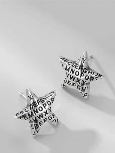 925 Sterling Silver Five-Pointed Star Vintage Stud Earring