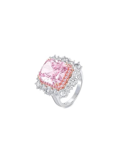 custom 925 Sterling Silver High Carbon Diamond Pink Geometric Luxury Ring