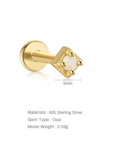 Gold Single 5 925 Sterling Silver Synthetic Opal Geometric Dainty Single Earring(Single-Only One)