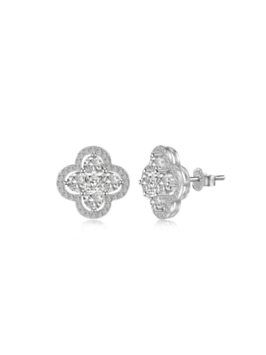 DY1D0339 S W WH 925 Sterling Silver Cubic Zirconia Flower Dainty Stud Earring