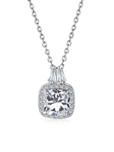 DY190340 S W WH 925 Sterling Silver Cubic Zirconia Geometric Luxury Necklace