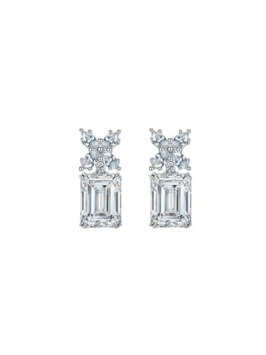 platinum+White 925 Sterling Silver High Carbon Diamond Geometric Luxury Stud Earring
