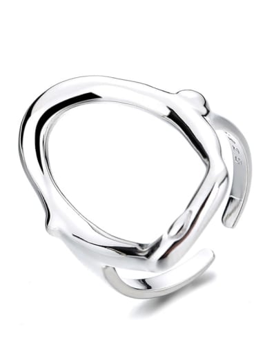 D015 platinum (about 5.1g) 925 Sterling Silver Geometric Trend Band Ring