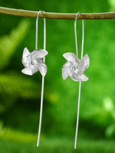 silver 925 Sterling Silver Literary, fresh and childlike windmill Artisan Hook Earring