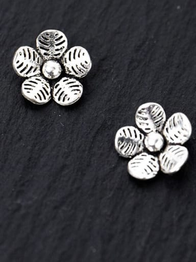 925 Sterling Silver Flower Charm Height : 9 mm , Width: 9 mm