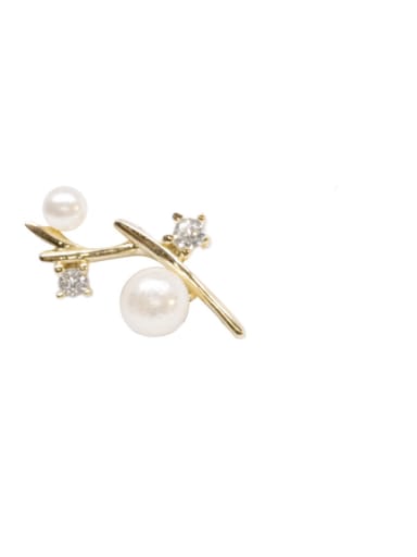 Golden pair 925 Sterling Silver Imitation Pearl Tree Trend Stud Earring