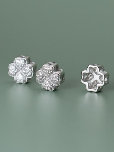925 silver electroplating micro-set four-leaf flower spacer beads