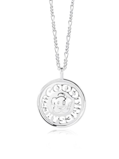 A2812 Platinum 925 Sterling Silver Enamel Flower Minimalist Necklace