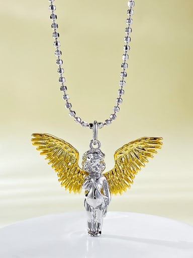 925 Sterling Silver Angel Vintage Necklace