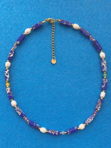 Natural Stone Multi Color Geometric Bohemia Handmade Beading Necklace