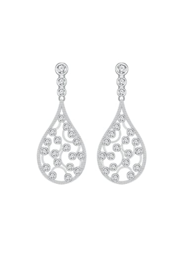 925 Sterling Silver Cubic Zirconia Water Drop Statement Cluster Earring