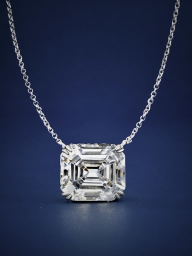 White [n 1865] 925 Sterling Silver High Carbon Diamond Geometric Luxury Necklace