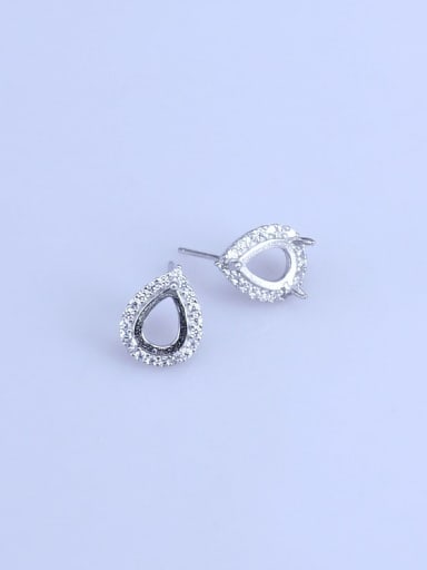 custom 925 Sterling Silver 18K White Gold Plated Water Drop Earring Setting Stone size: 6*8mm