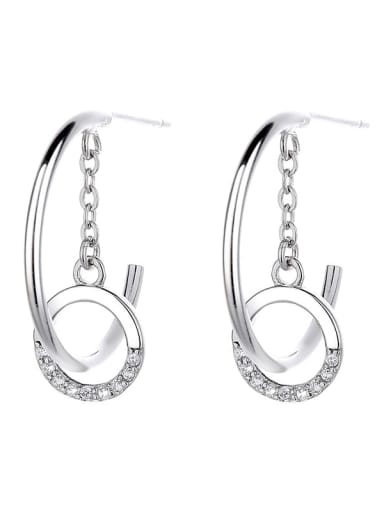 126fr white gold (about 3.3 g, right) 925 Sterling Silver Cubic Zirconia Geometric Trend Earring