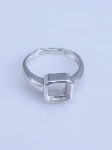 925 Sterling Silver 18K White Gold Plated Square Ring Setting Stone size: 7*7mm