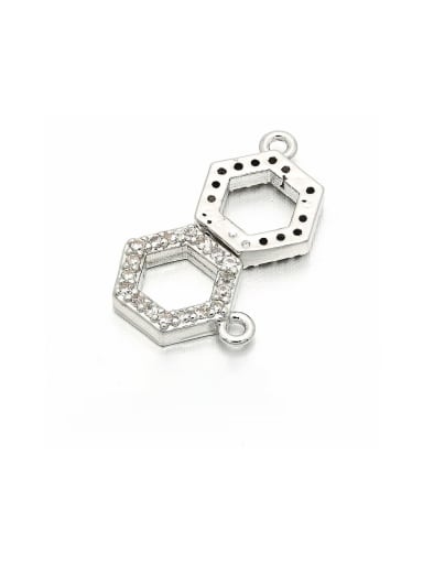 Platinum Brass Hexagon Microset Pendant