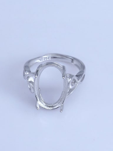 925 Sterling Silver 18K White Gold Plated Geometric Ring Setting Stone size: 11*17mm