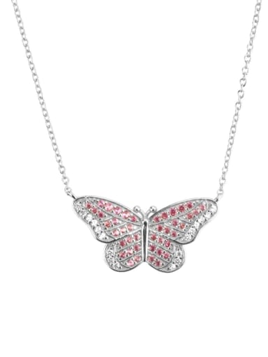 platinum 925 Sterling Silver Cubic Zirconia Butterfly Dainty Necklace