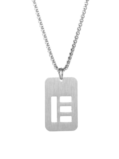 Letter E Pearl Chain Titanium Steel Letter Minimalist Long Strand Necklace