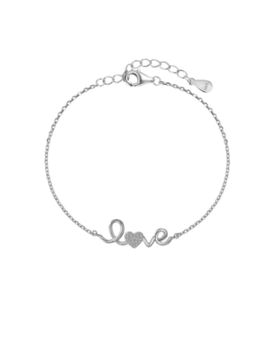 custom 925 Sterling Silver Cubic Zirconia Heart Dainty Link Bracelet