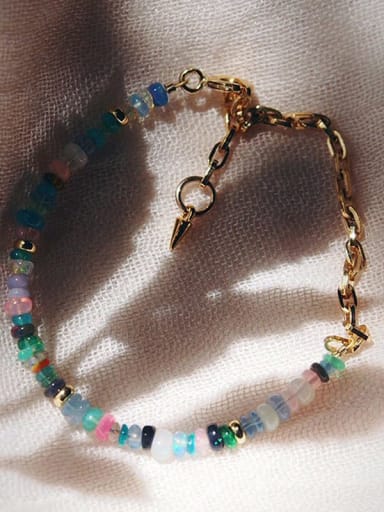 Mixed color bracelet 17 +3cm Titanium Steel Natural Stone Geometric Bohemia Beaded Bracelet