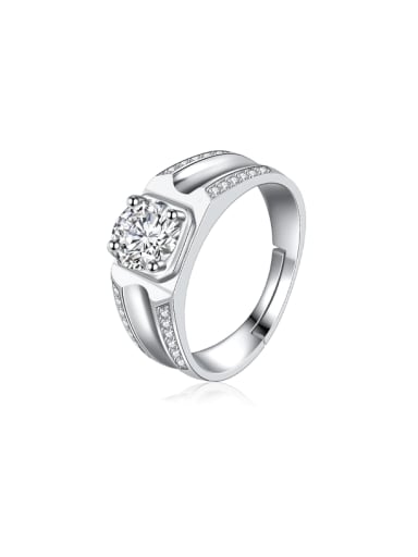 925 Sterling Silver Cubic Zirconia Geometric Dainty Men Band Ring