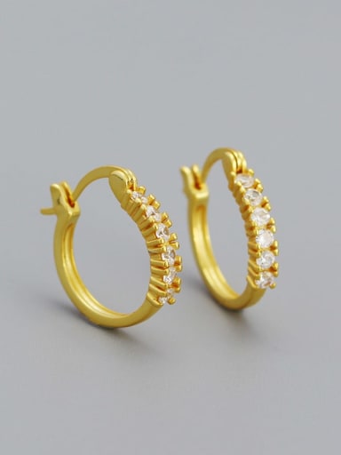 Golden color 925 Sterling Silver Cubic Zirconia Geometric Dainty Stud Earring