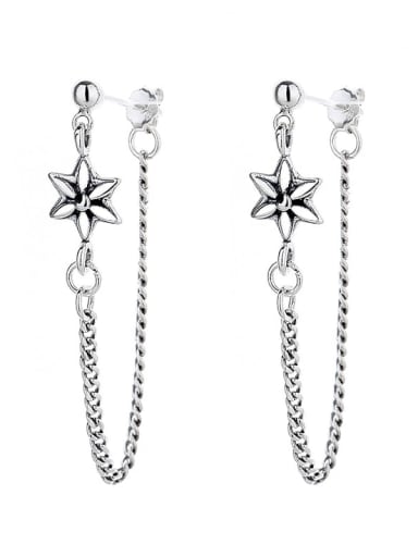 131fr Star: about 2.8g 925 Sterling Silver Star Vintage Threader Earring