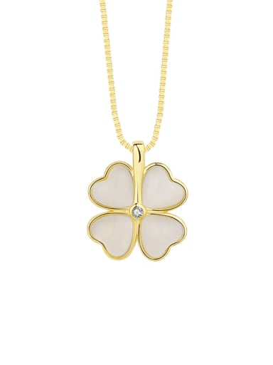 925 Sterling Silver Cats Eye Clover Minimalist Necklace
