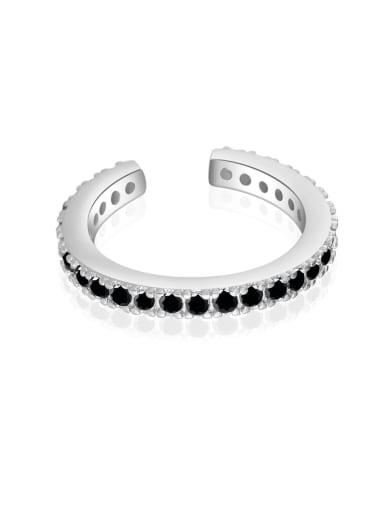 Platinum [Black Stone] 925 Sterling Silver Cubic Zirconia Geometric Dainty Stud Earring