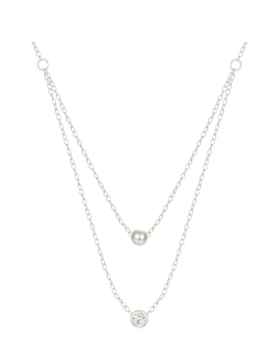 925 Sterling Silver Rhinestone Minimalist Multi Strand Necklace