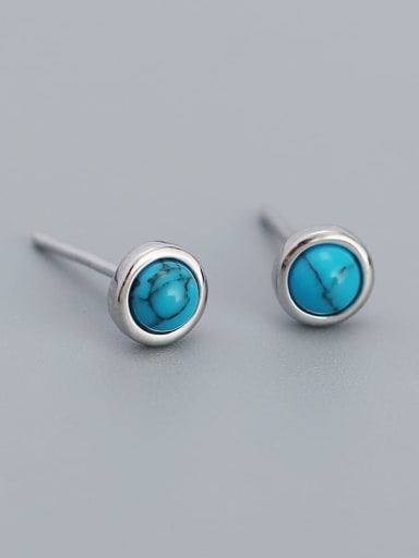 Turquoise 925 Sterling Silver Turquoise Geometric Minimalist Stud Earring
