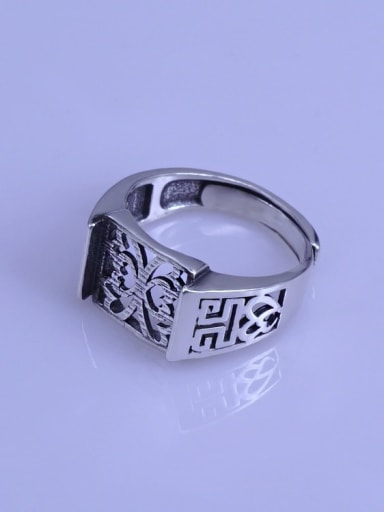 925 Sterling Silver 18K White Gold Plated Geometric Ring Setting Stone size: 12*12mm
