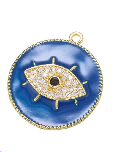 blue Brass Micropaved Eye Oil Pendant