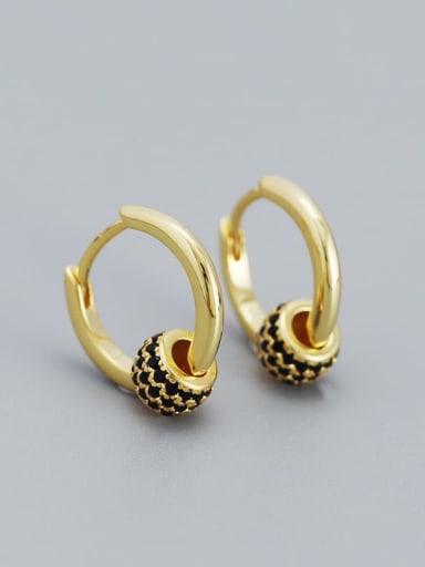 Gold (Blackstone) 925 Sterling Silver Cubic Zirconia Geometric Dainty Stud Earring