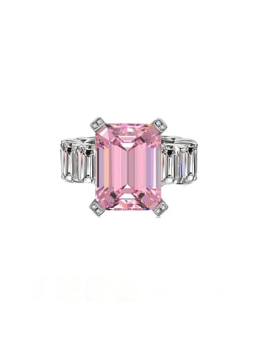 Platinum pink DY120337 925 Sterling Silver Cubic Zirconia Geometric Luxury Band Ring
