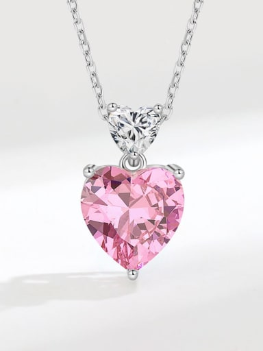 Platinum gold (pink ) 925 Sterling Silver Cubic Zirconia Heart Luxury Necklace