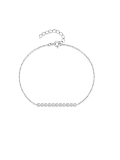 925 Sterling Silver Cubic Zirconia Geometric Dainty Link Bracelet