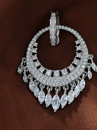 White [e 0303] 925 Sterling Silver High Carbon Diamond Tassel Luxury Drop Earring