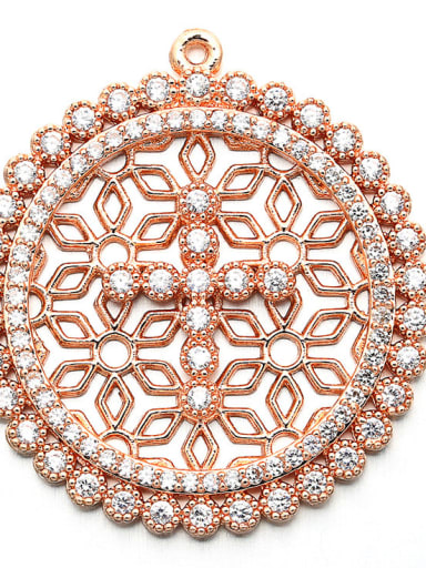 Rose Gold Copper Openwork Zircon Cross Necklace Pendant