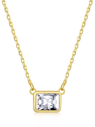 Golden white DY190143 925 Sterling Silver Cubic Zirconia Geometric Minimalist Necklace