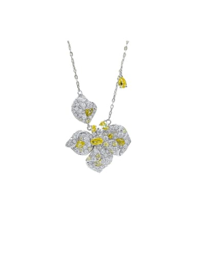 925 Sterling Silver Cubic Zirconia Flower Luxury Necklace