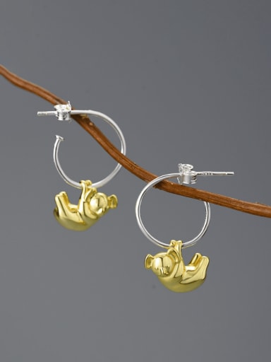 925 Sterling Silver Animal Artisan Hook Earring