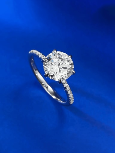 custom 925 Sterling Silver High Carbon Diamond Round Minimalist Band Ring