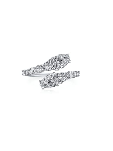 DY120664 S W WH 925 Sterling Silver Cubic Zirconia Water Drop Dainty Stackable Ring