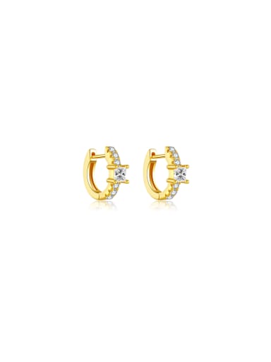 18k gold [white] 925 Sterling Silver Cubic Zirconia Geometric Dainty Stud Earring