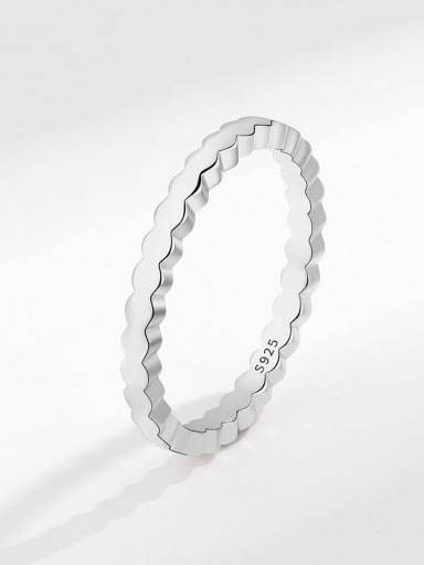 Platinum (nude) 925 Sterling Silver Cubic Zirconia Geometric Minimalist Band Ring